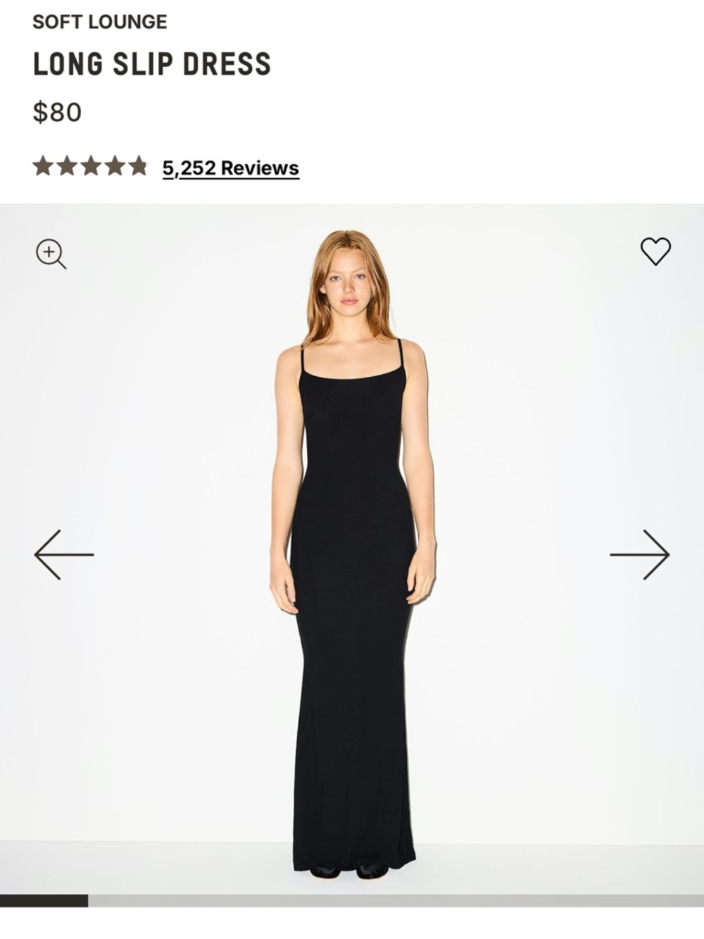 SKIMS Black Long Slip Maxi Dress